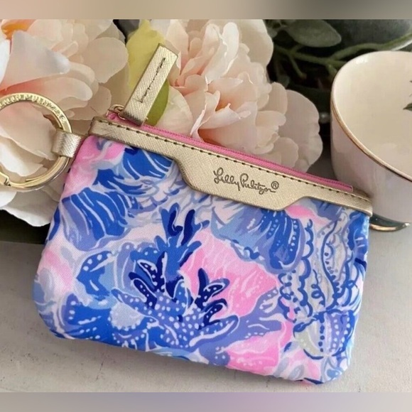 Lilly Pulitzer Handbags - Lilly Pulitzer Blue & Pink Floral Keyring Coin Pouch